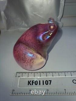 John Ditchfield/Glasform Iridescent Pink Glass Frog Paperweight/Ornament