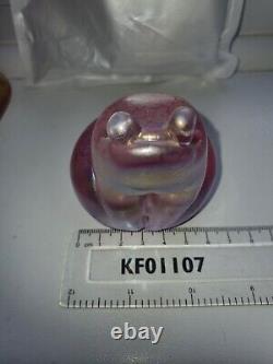 John Ditchfield/Glasform Iridescent Pink Glass Frog Paperweight/Ornament