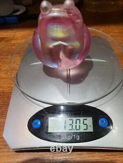 John Ditchfield/Glasform Iridescent Pink Glass Frog Paperweight/Ornament