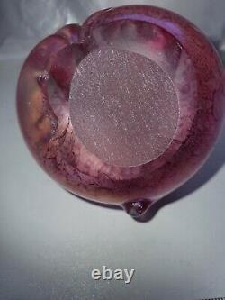 John Ditchfield/Glasform Iridescent Pink Glass Frog Paperweight/Ornament