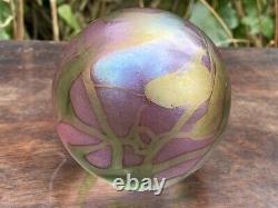 John Ditchfield Glasform Pink & Gold Iridescent Sphere Paperweight Signed Piece