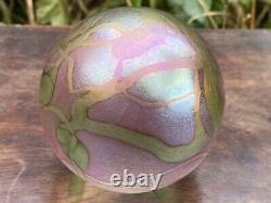 John Ditchfield Glasform Pink & Gold Iridescent Sphere Paperweight Signed Piece