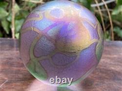 John Ditchfield Glasform Pink & Gold Iridescent Sphere Paperweight Signed Piece