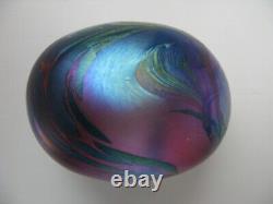 John Ditchfield Iridescent Art Glass Pink Dino Dinosaur Egg Signed label on