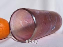 John Ditchfield Iridescent Lovely Signed Art Glass Peachy Pink Vase Millefiori