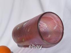 John Ditchfield Iridescent Lovely Signed Art Glass Peachy Pink Vase Millefiori