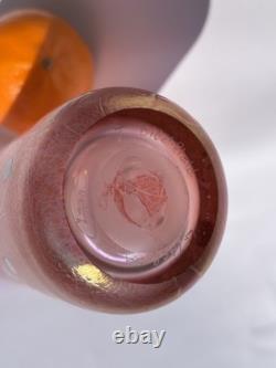 John Ditchfield Iridescent Lovely Signed Art Glass Peachy Pink Vase Millefiori