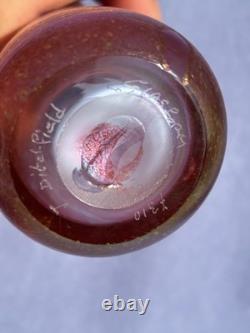 John Ditchfield Iridescent Lovely Signed Art Glass Peachy Pink Vase Millefiori