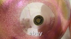 John Ditchfield Iridescent Pink Glass Lilly Pad Paperweight Signed, Label, Frog