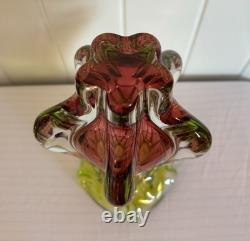 Josef Hospodka Art Glass Vase for Chribska Czech 1960s Bohemian Pink & Green