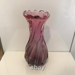 Josef Hospodka Chribska Bohemian pink art glass vase