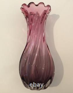 Josef Hospodka Chribska Bohemian pink art glass vase