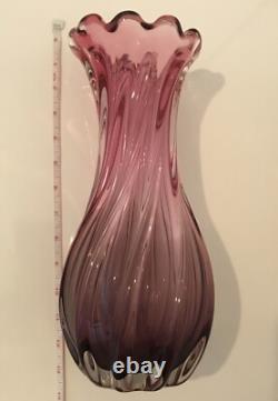 Josef Hospodka Chribska Bohemian pink art glass vase