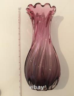 Josef Hospodka Chribska Bohemian pink art glass vase