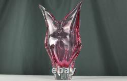 Josef Hospodka pink cat head vase Chrisba Factory Glassworks Czech, Sommerso