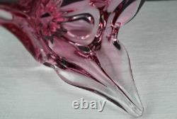 Josef Hospodka pink cat head vase Chrisba Factory Glassworks Czech, Sommerso