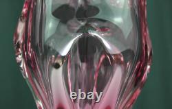 Josef Hospodka pink cat head vase Chrisba Factory Glassworks Czech, Sommerso