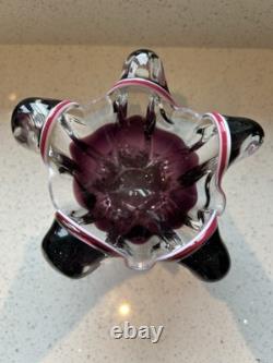 Joseph Hospodka Vintage Cribska Bowl Style 367/4/16 In Purple With Pink & White