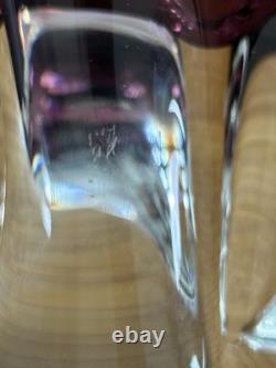 Joseph Hospodka Vintage Cribska Bowl Style 367/4/16 In Purple With Pink & White