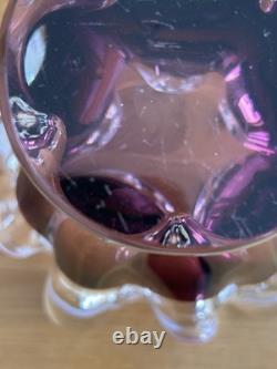 Joseph Hospodka Vintage Cribska Bowl Style 367/4/16 In Purple With Pink & White