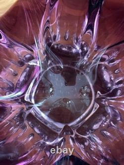 Joseph Hospodka Vintage Cribska Bowl Style 367/4/16 In Purple With Pink & White