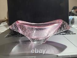 Juda Pavel signed czech bohemian pink art glass controlled bubble vase