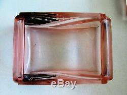KARL PALDA Bohemian CUT GLASS POWDER/ JEWELRY/ TRINKET BOX ART DECO black enamel