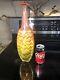 KJELL ENGMAN ARTIST FOR KOSTA BODA RIO FACE VASE YELLOWithGREEN/PINK 14 3/4