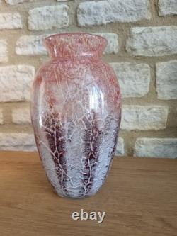 Karl Weidmann WMF For Ikora 1930s Art Deco Glass Crackle Vase Brown Pink Opaque