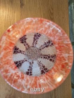 Karl Weidmann WMF For Ikora 1930s Art Deco Glass Crackle Vase Brown Pink Opaque
