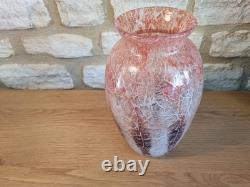Karl Weidmann WMF For Ikora 1930s Art Deco Glass Crackle Vase Brown Pink Opaque