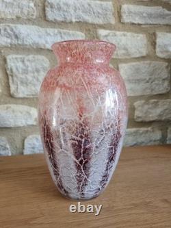 Karl Weidmann WMF For Ikora 1930s Art Deco Glass Crackle Vase Brown Pink Opaque