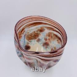 Kingwell Icefire Art Glass freeform vase blue Watercolor Pink Clam Broth