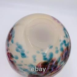 Kingwell Icefire Art Glass freeform vase blue Watercolor Pink Clam Broth