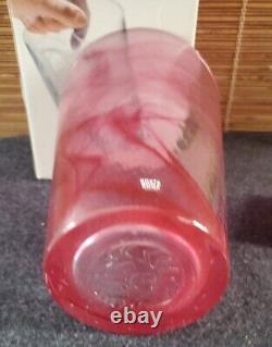 Kosta Boda Mine Pink Swirl Art Glass Vase 7.5 Ulrica Hydman Vallien