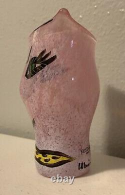 Kosta Boda Sweden Open Minds Pink Hand Painted Blown & Signed Glass Mini Vase