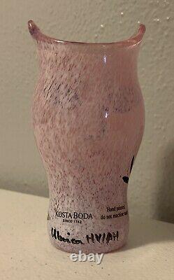 Kosta Boda Sweden Open Minds Pink Hand Painted Blown & Signed Glass Mini Vase