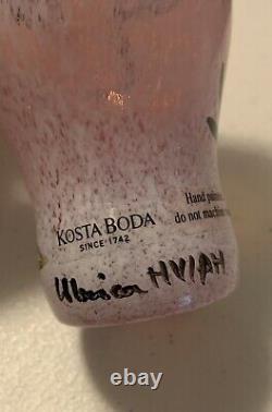 Kosta Boda Sweden Open Minds Pink Hand Painted Blown & Signed Glass Mini Vase