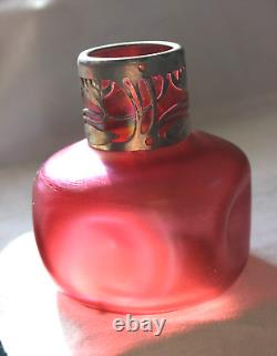 Kralik/ Carl Stolzle Art Glass Iridescent Pink Vase Bohemian Art Nouveau Vase