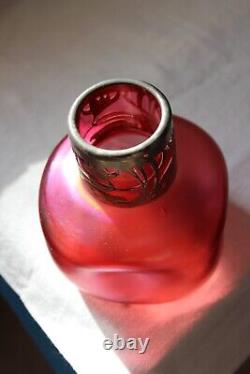 Kralik/ Carl Stolzle Art Glass Iridescent Pink Vase Bohemian Art Nouveau Vase