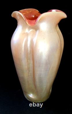 Kralik Czech Art Glass Vase 1912 Art Nouveau pink rose glass