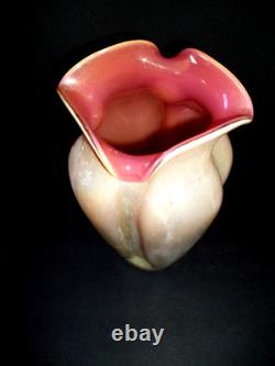 Kralik Czech Art Glass Vase 1912 Art Nouveau pink rose glass