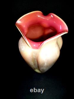 Kralik Czech Art Glass Vase 1912 Art Nouveau pink rose glass
