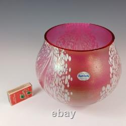LABELLED Royal Brierley Iridescent Pink Glass'Studio' Vase