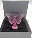LALIQUE France VINTAGE Art Glass PAPILLON Pink BUTTERFLY FIGURINE / PAPERWEIGHT