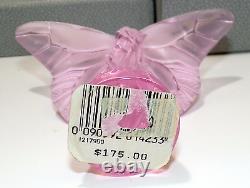 LALIQUE France VINTAGE Art Glass PAPILLON Pink BUTTERFLY FIGURINE / PAPERWEIGHT