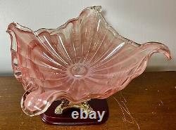 LARGE 1950s MCM Murano Italy Sommerso Pink Opalescent Art Glass Centerpiece Bowl