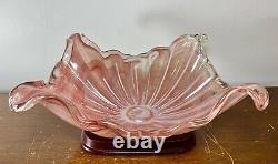 LARGE 1950s MCM Murano Italy Sommerso Pink Opalescent Art Glass Centerpiece Bowl