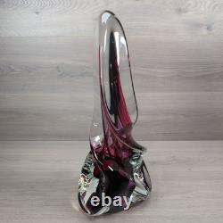 LARGE SIGNED ROLLIN KARG 1998 Pink / Purple DICHROIC ART GLASS SCULPTURE 17