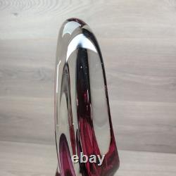 LARGE SIGNED ROLLIN KARG 1998 Pink / Purple DICHROIC ART GLASS SCULPTURE 17